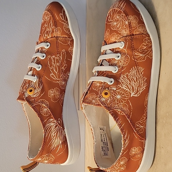 Vionic Beach Pismo Orange Coral Pattern Slip On Sneakers 9.5M - Picture 4 of 10